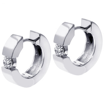 0.65 CT Large Diamond Hoops/Huggies in 14k White/Yellow Gold